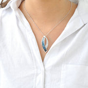Sickle Blue Topaz Pendant Brooch