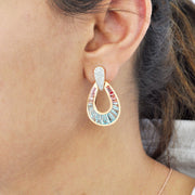 Doorknocker Aquamarine Pink Tourmaline Earrings