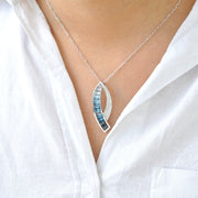 Sickle Blue Topaz Pendant Brooch