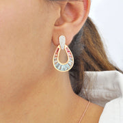 Doorknocker Aquamarine Pink Tourmaline Earrings