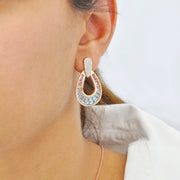 Doorknocker Aquamarine Pink Tourmaline Earrings