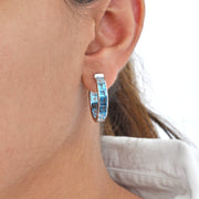 Blue Topaz Hoops