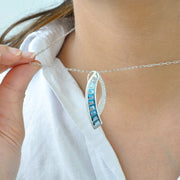 Sickle Blue Topaz Pendant Brooch