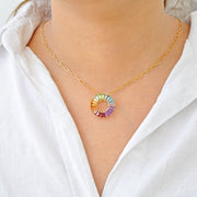 Circle Rainbow Prong Pendant