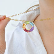 Circle Rainbow Prong Pendant