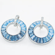 Circle Blue Topaz Diamond Earrings