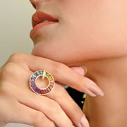 Circle Rainbow Diamond Ring