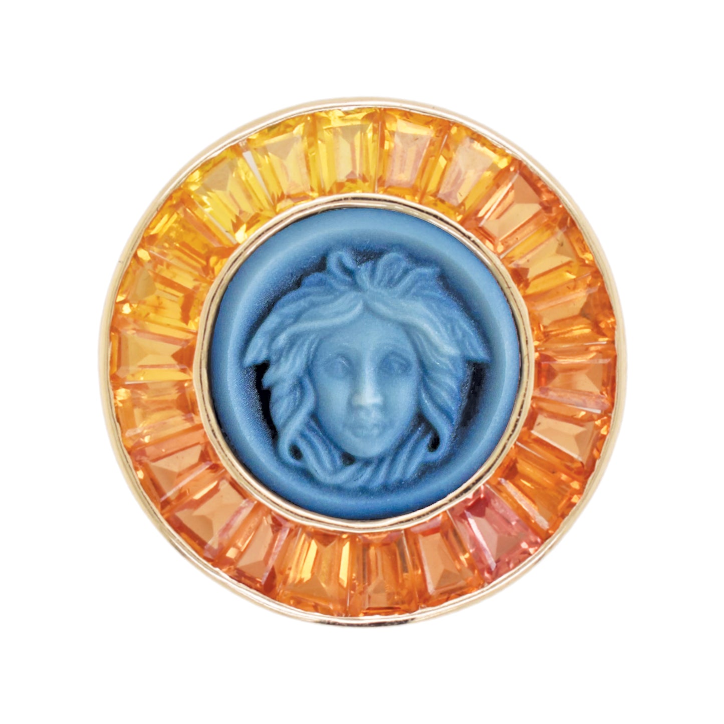 Cameo Versace Medusa Yellow Sapphire Brooch