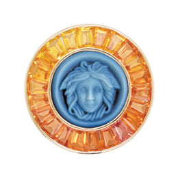 Cameo Medusa Yellow Sapphire Brooch