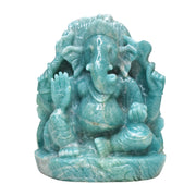 2.70 Kg Hand-Carved Amazonite Ganesha Idol Statue Spiritual Hindu Sculpture