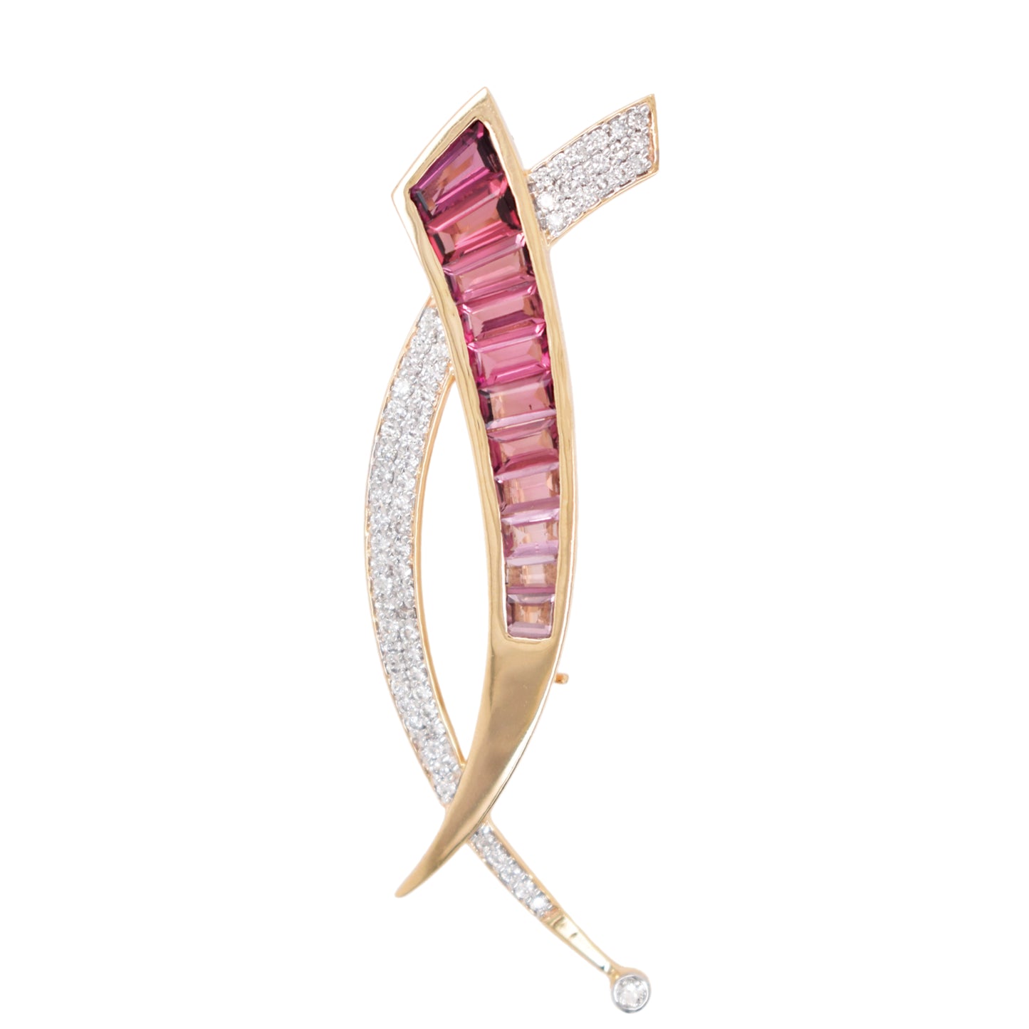 Sword Pink Tourmaline Pendant Brooch