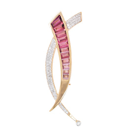 Sword Pink Tourmaline Pendant Brooch