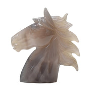 Hand-Carved Natural Agate Horse Head Sculpture Figurine