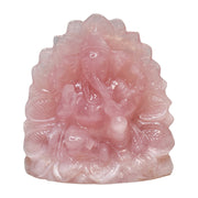 2.27 Kg Rose Quartz Ganesha Idol Lotus Shape Sculpture Figurine