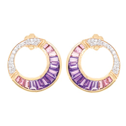 Cleopatra Amethyst and Pink Tourmaline Earrings