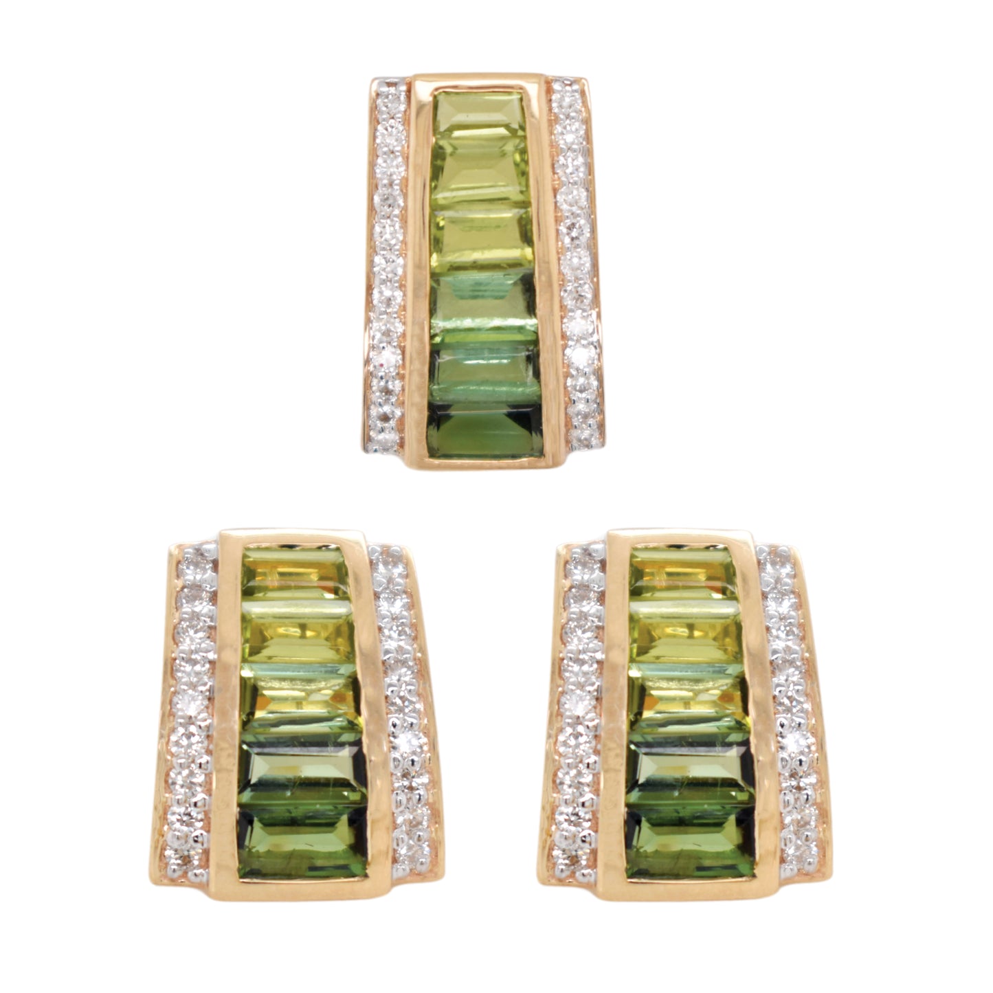 Green Tourmaline Peridot Pyramid Set