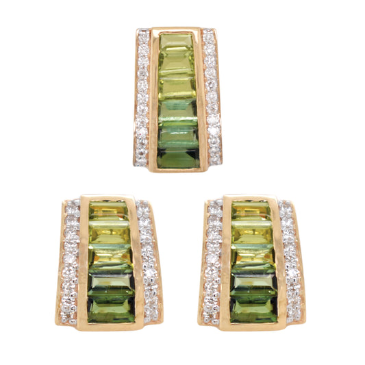 Green Tourmaline Peridot Pyramid Set