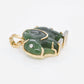 Hand-Carved Nephrite Jade Elephant Diamond Pendant