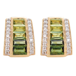Pyramid Peridot Green Tourmaline Earrings