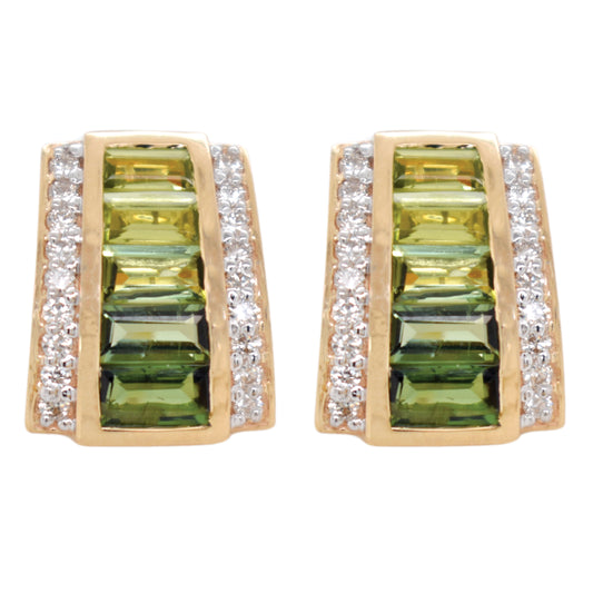 Pyramid Peridot Green Tourmaline Earrings