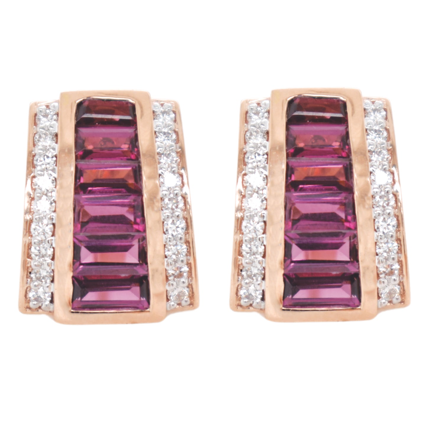 Pyramid Rhodolite Earrings
