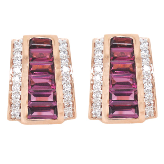 Pyramid Rhodolite Earrings