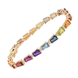 Tennis Link Bracelet: Rainbow Gemstones & Diamond