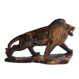 1.53 Kg Natural Tiger's Eye Hand-Carved Lion Sculpture Figurine