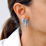 Blue Topaz & Diamond Drift Hoop Earrings