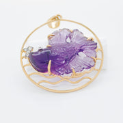 Hand Carved Amethyst Fish Pendant