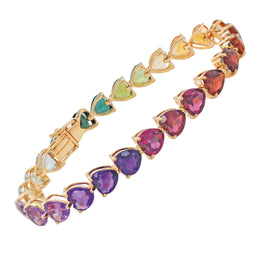 Rainbow Tennis Heart Bracelet