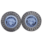 Sterling Silver Medusa Cufflinks with Blue Agate