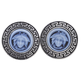 Sterling Silver Medusa Cufflinks with Blue Agate