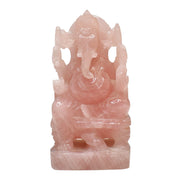 1.45 Kg Rose Quartz Ganesha Idol Hand-Carved Sculpture Religious Figurine