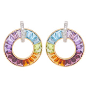 Circle Rainbow Diamond Earrings