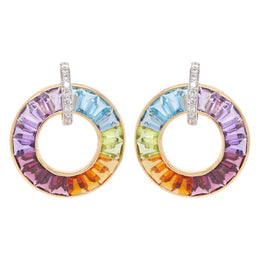 Circle Rainbow Diamond Earrings