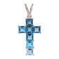 Linear Blue Topaz Cross Pendant