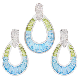 Doorknocker Blue Topaz Peridot Set