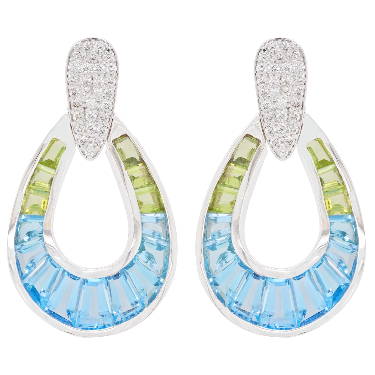Doorknocker Blue Topaz Peridot Earring