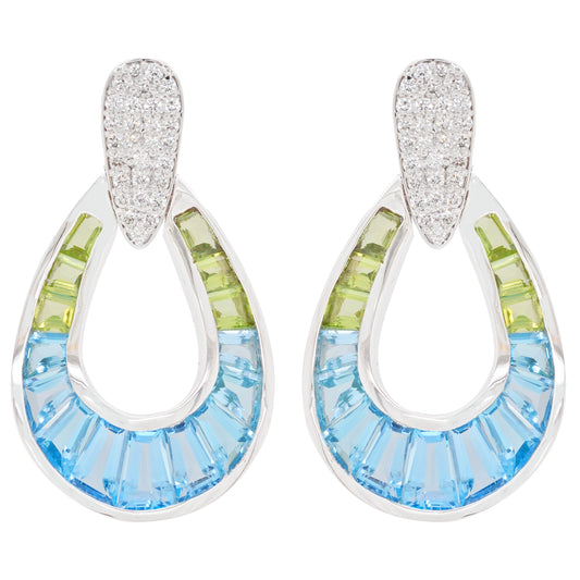 Doorknocker Blue Topaz Peridot Earring