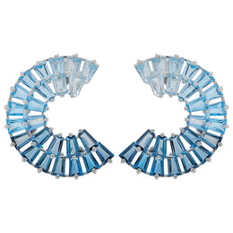 Circle Blue Topaz Double layer earrings