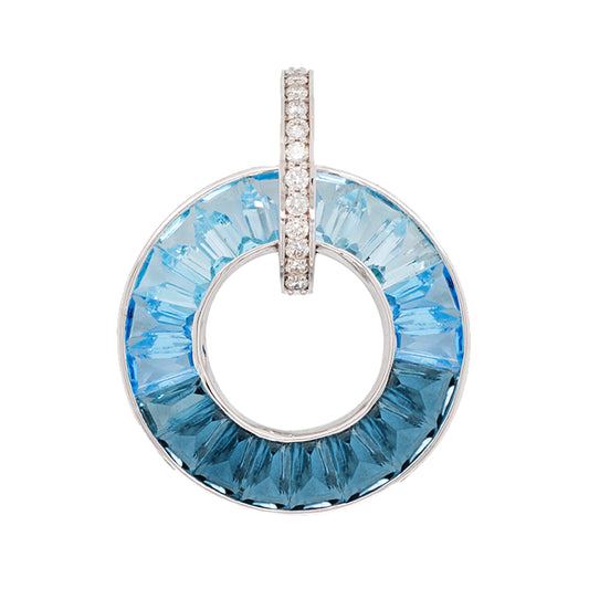 Circle Blue Topaz Diamond Pendant