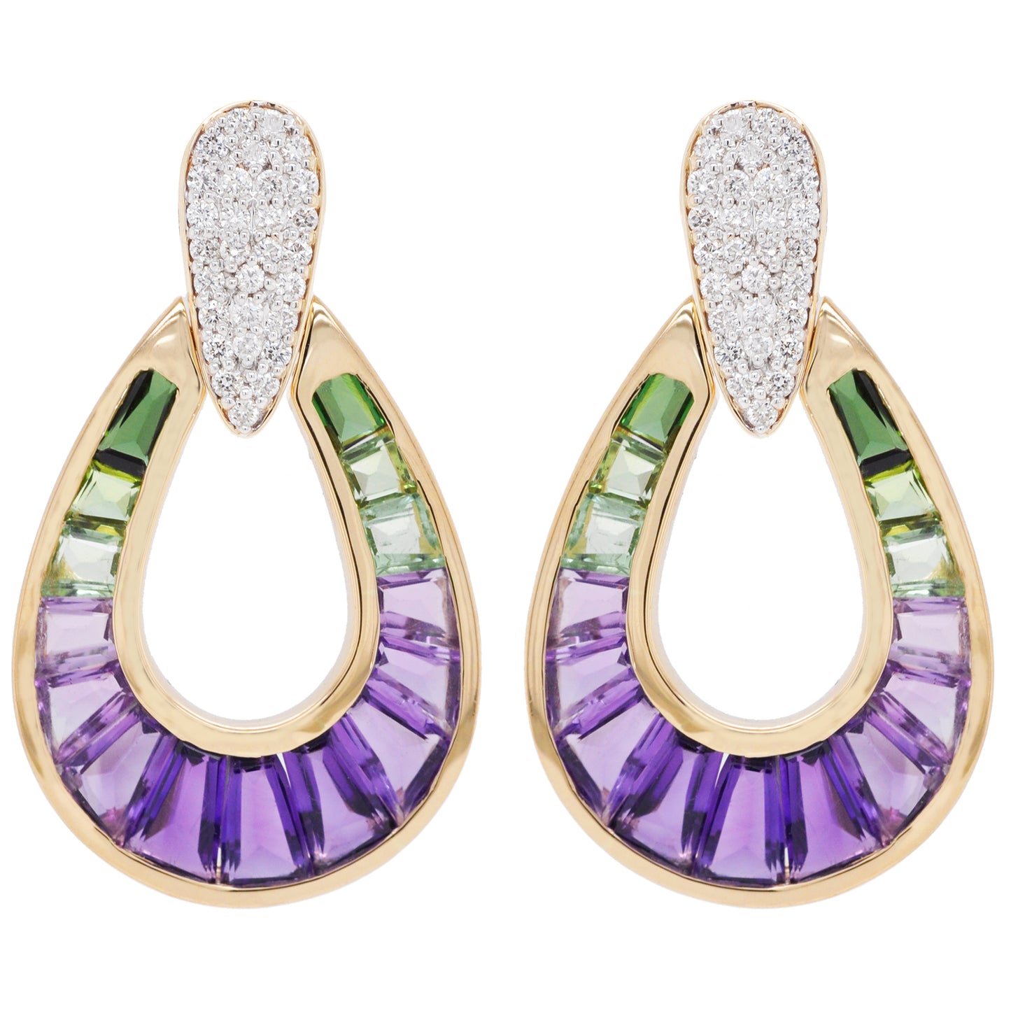 Doorknocker Amethyst Green Tourmaline Earring