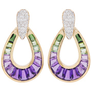 Doorknocker Amethyst Green Tourmaline Earring