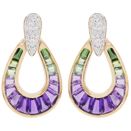 Doorknocker Amethyst Green Tourmaline Earring