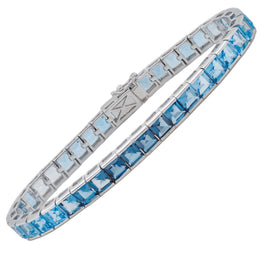 Tennis Bracelet - Blue Topaz Square Edition