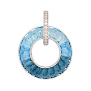 Circle Blue Topaz Diamond Pendant