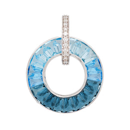Circle Blue Topaz Diamond Pendant