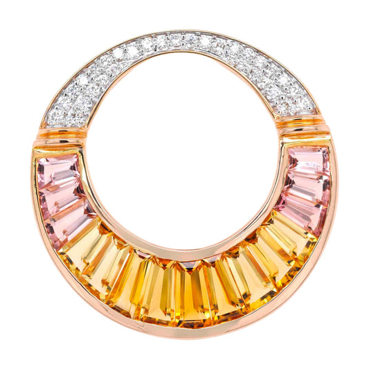 citrine diamond pendant necklace yellow gold