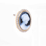 Natural agate carving stud earrings with princess cameo design